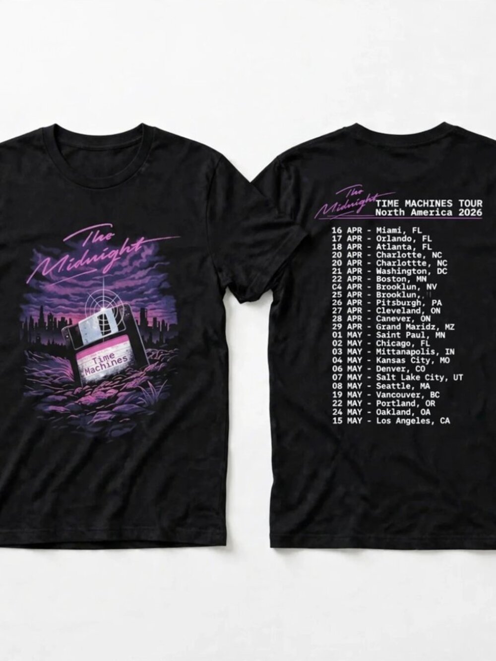 The Midnight Time Machines North America Tour 2026 Black T-Shirt S-4XL